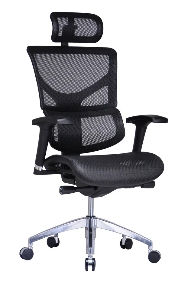 Эргономичное сетчатое кресло Sail АРТ с подголовником (Чёрное)
