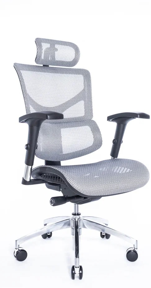 Эргономичное сетчатое кресло Sail АРТ с подголовником (Белое)