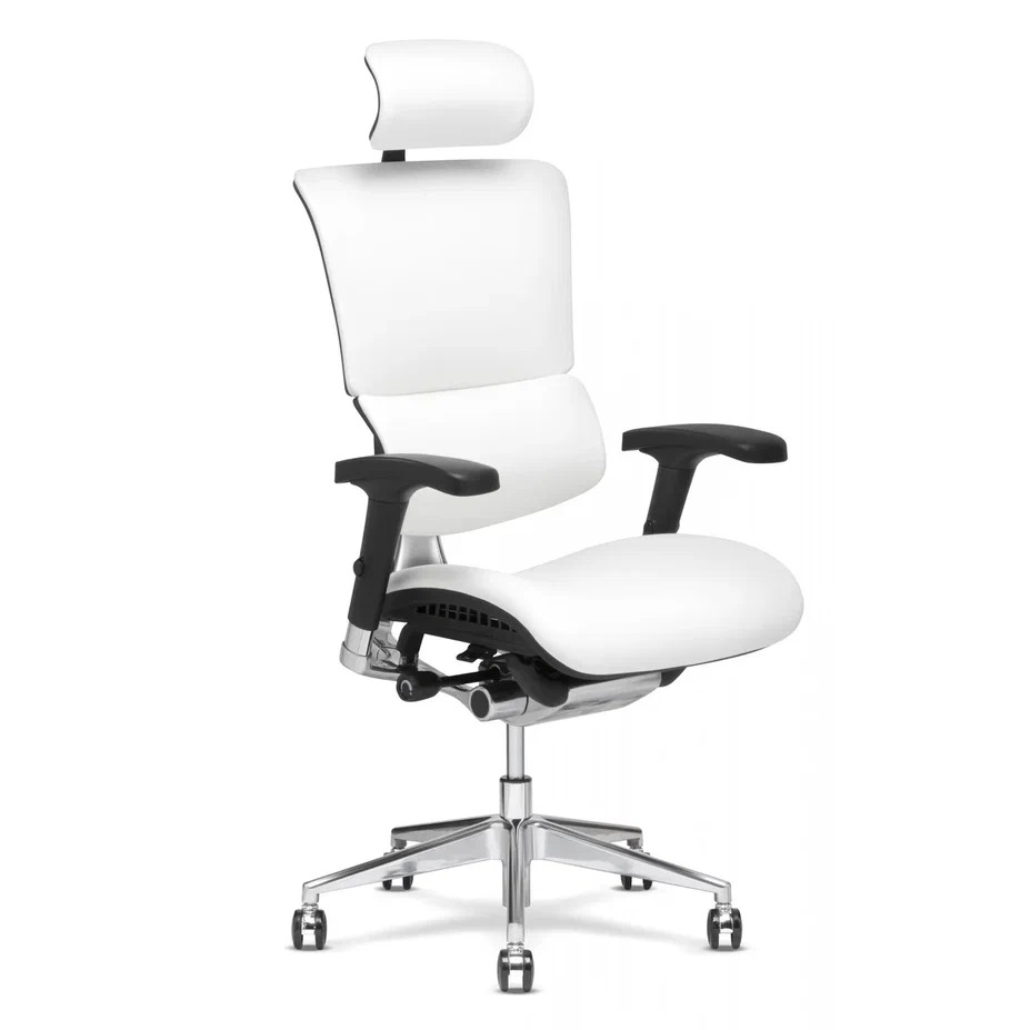 Эргономичное сетчатое кресло Sail  Leather (белая кожа)