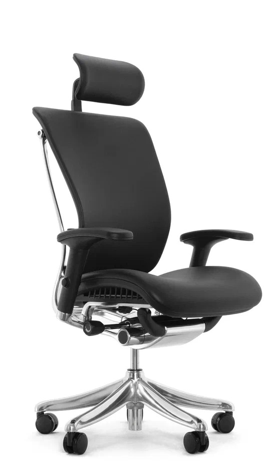 Эргономичное  кресло Spring  (кожа черная/каркас черный)