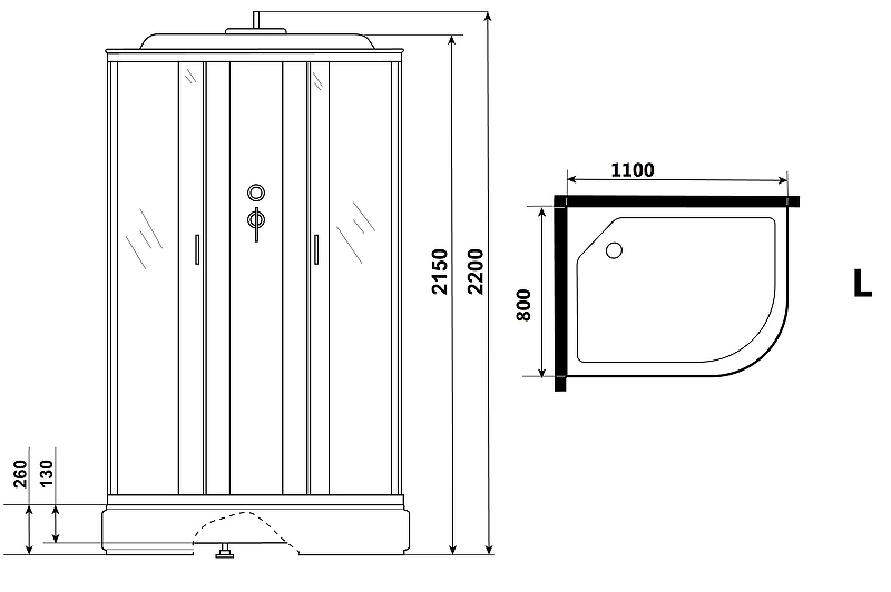 Душевая кабина Niagara Classic 110х80 L NG-33184-14LP без гидромассажа схема 22