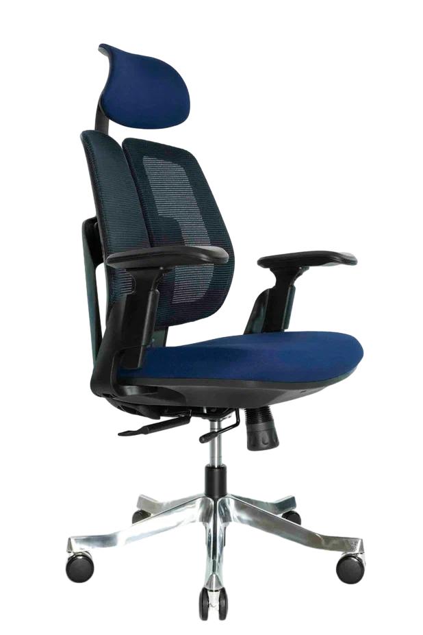 Эргономичное ортопедическое кресло Bionic Mesh (Черный каркас /сетка- ткань BLUE)