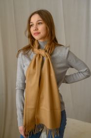 однотонный кашемировый шарф (100% драгоценный кашемир), цвет Верблюжий, CAMEL CLASSIC cashmere, высокая плотность 7.