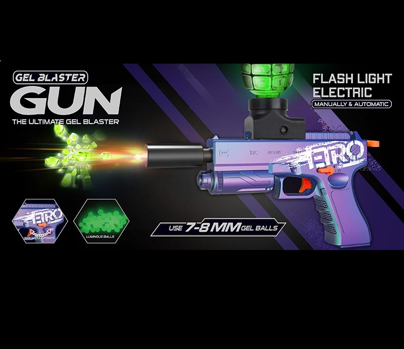 Пистолет Орбибол бластер на аккумуляторах трассирующие пули, светятся в темноте, эффект пламени 623