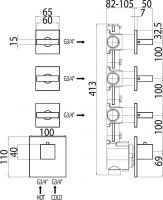 Термостат Bossini Rectangular 3 Outlets LP Z033205 для ванны с душем хром схема 5