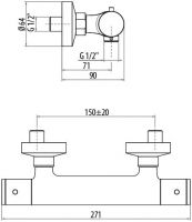 Термостатический смеситель для душа TS22522C0cr Termostatici GATTONI схема 2