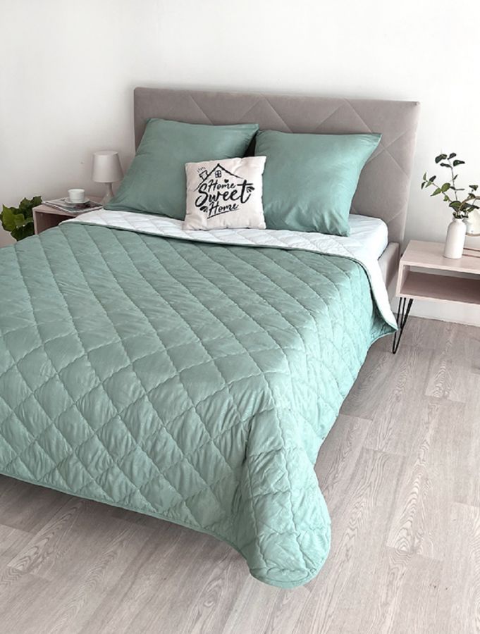 Комплект постельного белья с одеялом New Style КМ-004 мята-белый [в ассортименте]
