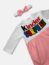 Комплект интерлок-пенье "Kinder Surprise": ободок, платье цвет розовый