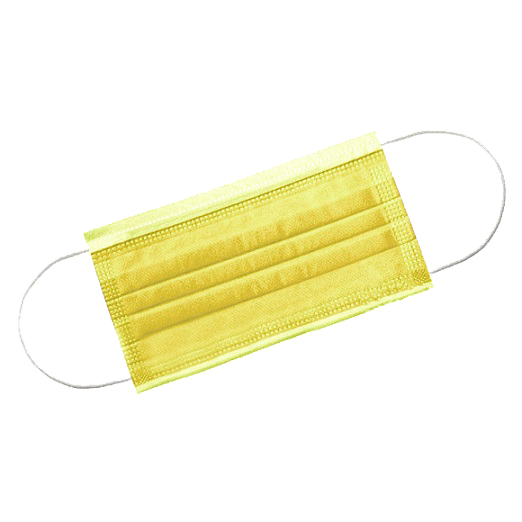 Маска трехслойная на резинке 50 штук желтая