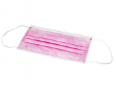 Маска трехслойная на резинке 50 штук розовая