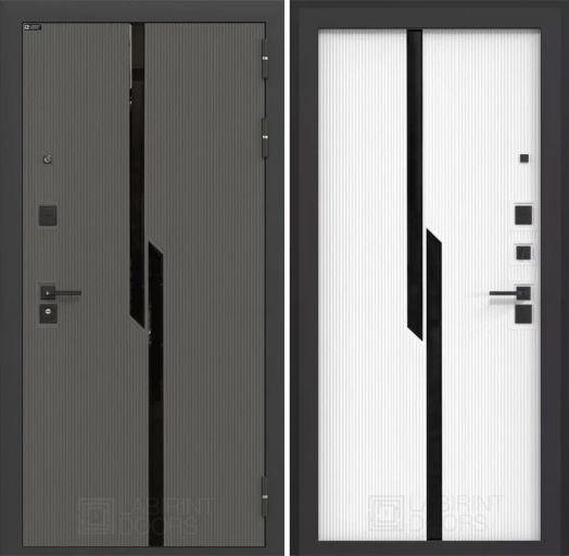 Дверь Входная Лабиринт (LABIRINT) CARBON с панелью стекло черное фацет ФЛС-570