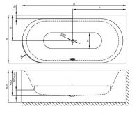 Овальная ванна углового монтажа Bette Lux Oval IV Silhouette 3437 CELVS правая 195х95 схема 3