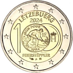 100 лет чеканке монеты "Литейщик" 2 евро Люксембург 2024 UNC