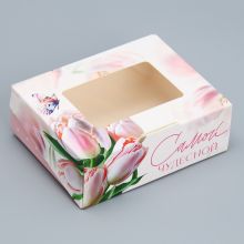 Коробка с окошком «Тюльпаны», 10 х 8 х 3.5 см