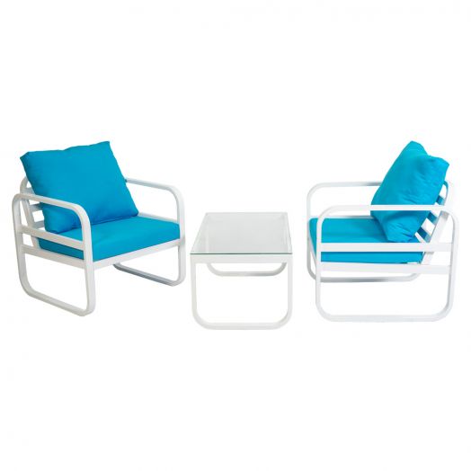 Комплект мебели SANTORINI (2 кресла, стол журнальный, белый металлокаркас)