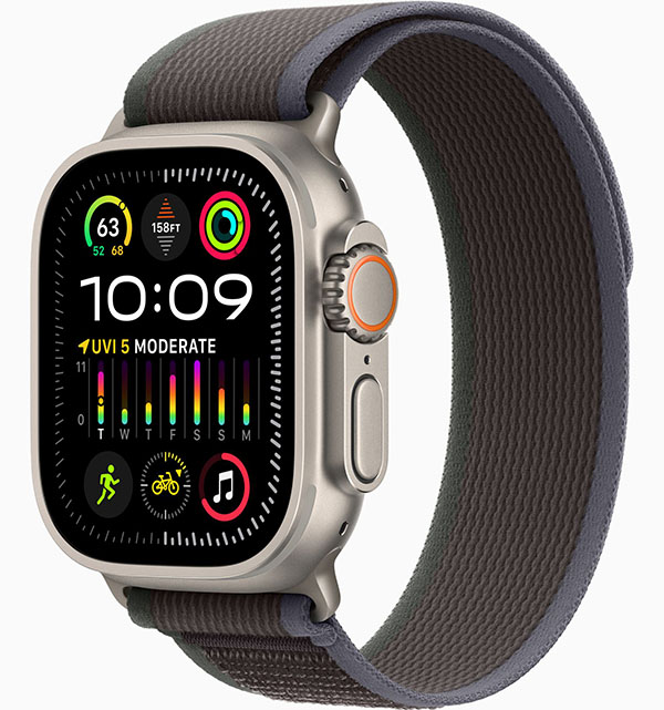 Apple Watch Ultra 2 GPS + Cellular 49mm (корпус - титан, ремешок Trail Loop синий/черный, IP6X)