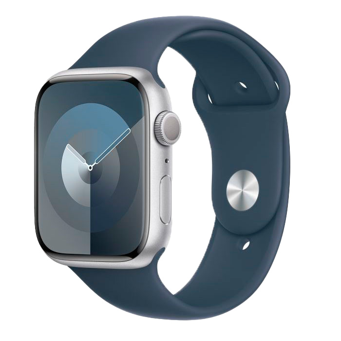 Apple Watch Series 9 41mm GPS (корпус - серебристый, ремешок Sport Band штормовой синий, размер M/L)