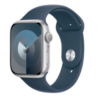 Apple Watch Series 9 45mm GPS (корпус - серебристый, ремешок Sport Band штормовой синий, размер M/L)