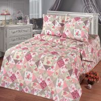 «Лоскутная мозаика розовый» постельное белье Бязь 1.5 спальный