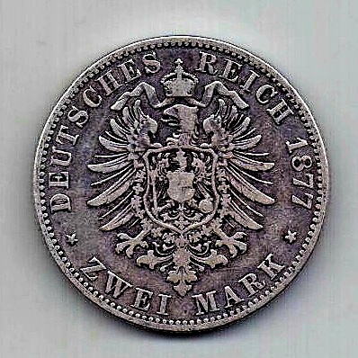 2 марки 1877 Пруссия Германия