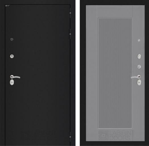 Дверь Входная Металлическая Лабиринт CLASSIC шагрень черная 30 Серый софт рельеф