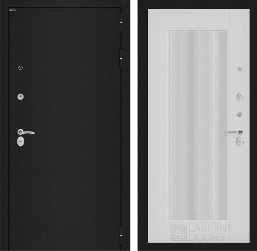 Дверь Входная Металлическая Лабиринт CLASSIC шагрень черная 30 Белый софт рельеф