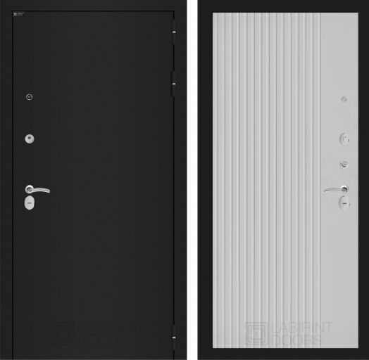 Дверь Входная Металлическая Лабиринт CLASSIC шагрень черная 29 Белый софт рельеф