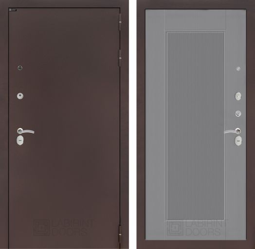 Дверь Входная Металлическая Лабиринт CLASSIC антик медный 30 Серый софт рельеф