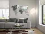 карта мира из дерева на стену черно-белая