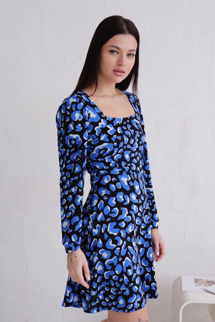 11861 Платье с вырезом "каре" чёрно-синее