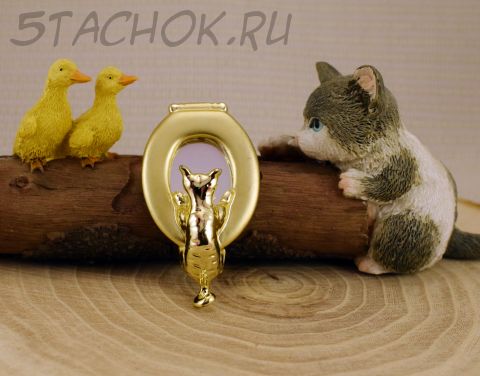Брошь "Любопытный кот" цвет золота (AJC США)