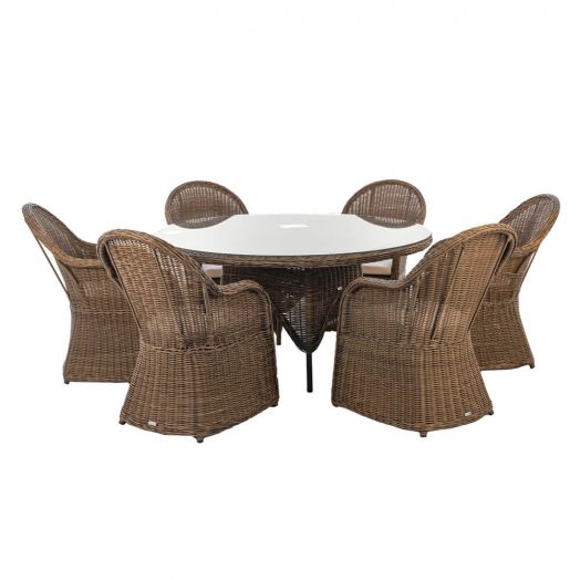 Комплект садовой мебели AMARO (Кресло 6шт, стол d150хH76) (Каштан)