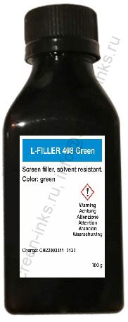 L-FILLER 408 Green  Ретушь, устойчивая к краскам на основе растворителей. Упаковка 100г. Водорастворимая, средняя вязкость.