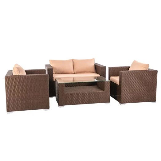 Комплект садовой мебели GRAND (кресло 2шт, диван 2-местный 1шт, стол журнальный) (Кофеный)