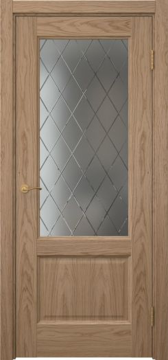 Межкомнатная дверь Vetus 1.2 шпон дуб светлый, матовое стекло с гравировкой