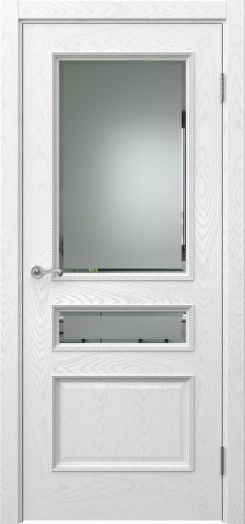 Межкомнатная дверь Actus 1.3PT шпон ясень белый, матовое стекло с фацетом