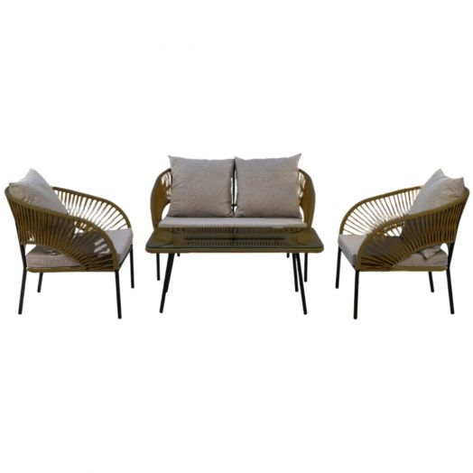 Комплект садовой мебели LUNA лаунж (2 кресла, диван 2-местн, стол журнальный) (Коричневый)