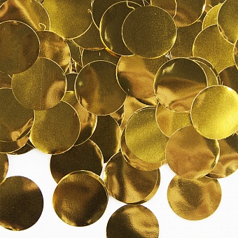 Конфетти золотое кружки крупные (2 см) металлизированное