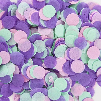 Конфетти мятный, розовый, фиолетовый кружки мелкие (0,8 см)