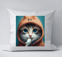 Подушка с наволочкой, принт фантазия Кот в капюшоне , размер 30x30