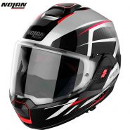 Шлем Nolan N120-1 Nightlife N-Com, Черно-серебристо-красный