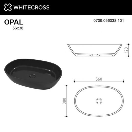 Глянцевая черная раковина WHITECROSS Opal 56x38 ФОТО