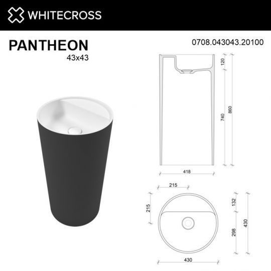 Раковина WHITECROSS Pantheon D=43 (черный/белый мат) ФОТО