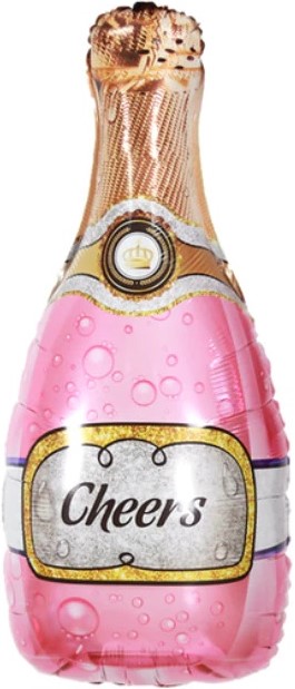 Шампанское розовый шар фольгированный с гелием
