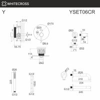 Душевая система с изливом скрытого монтажа WHITECROSS Y YSET06CR хром схема 3