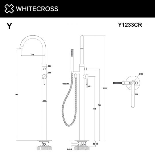 Смеситель для ванны отдельностоящий WHITECROSS Y Y1233CR хром ФОТО