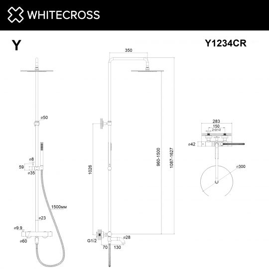 Термостатическая система для ванны наружного монтажа WHITECROSS Y Y1234CR (хром) ФОТО