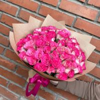 51 Розовая Роза (40)см в кафт упаковке