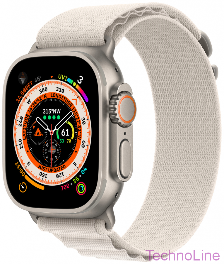 Apple Watch Ultra 49 мм Titanium Case GPS + Cellular, титановый/звездный Alpine Loop (M)