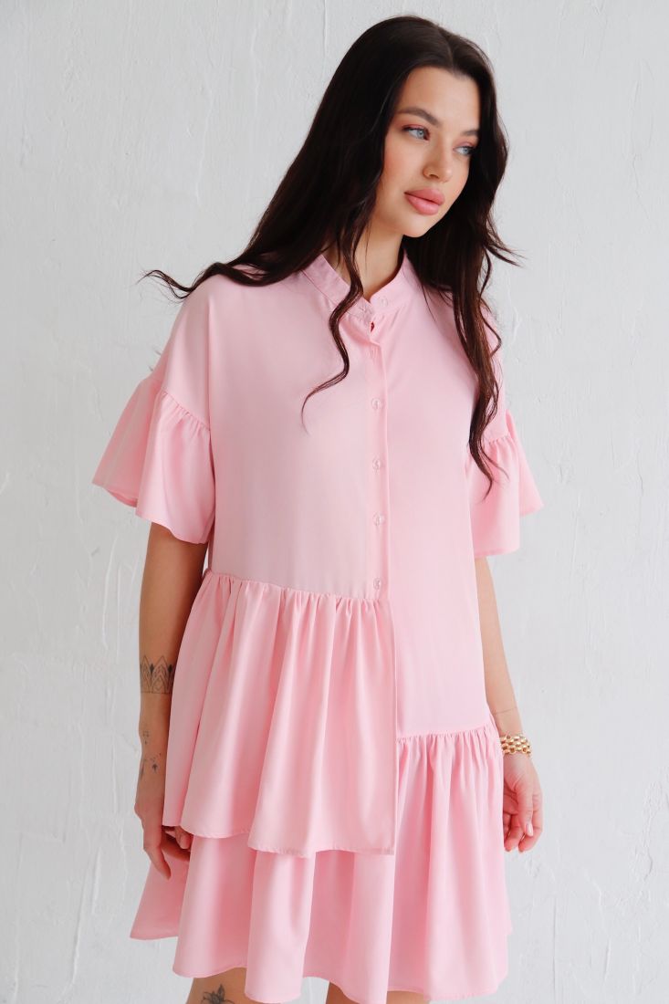 12268 Платье асимметричное нежно-розовое
